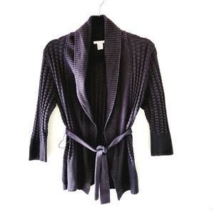 H&M dark gray open cartigan belted